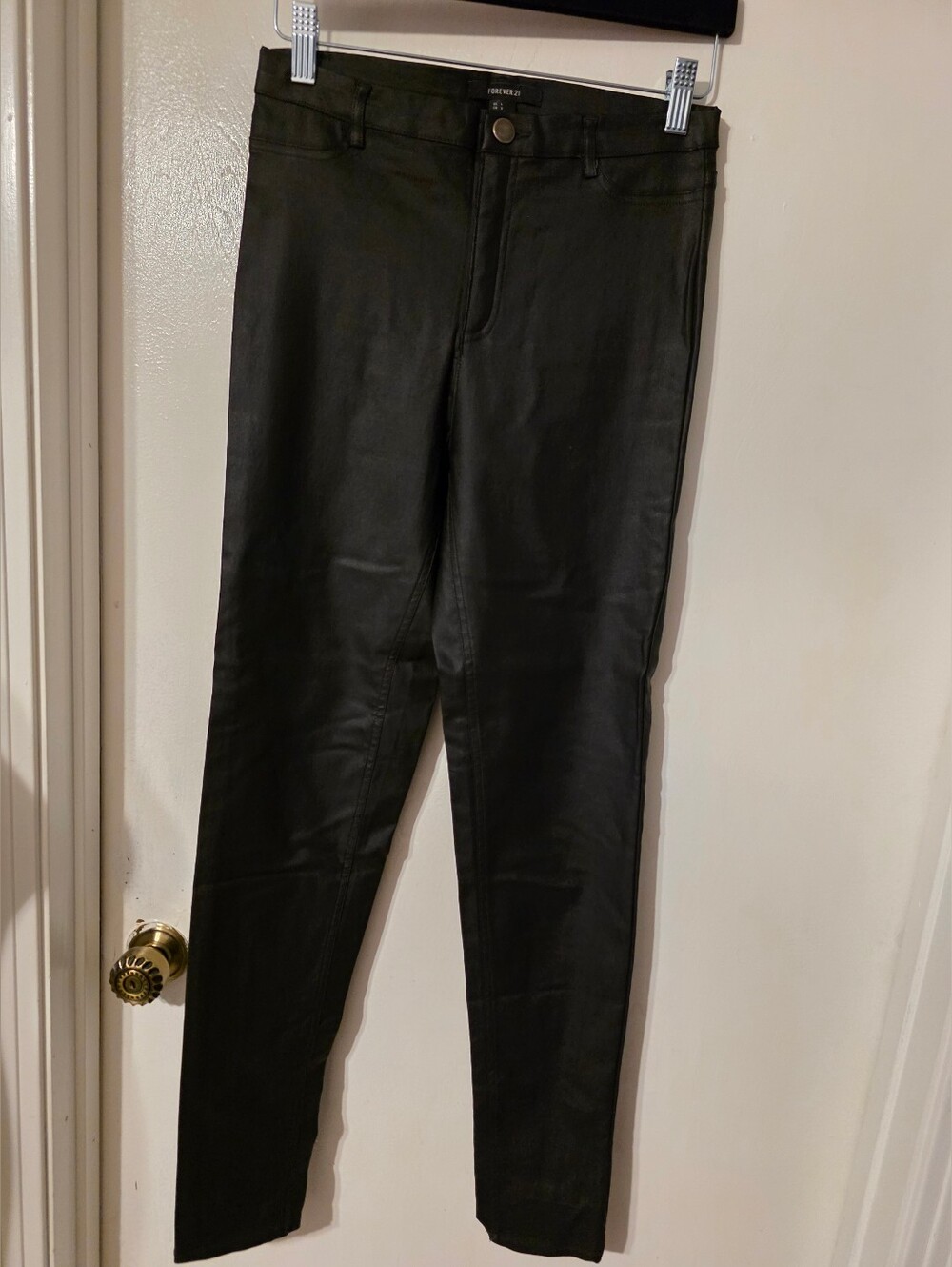 Forever 21 Black Skinny Coated Jeans